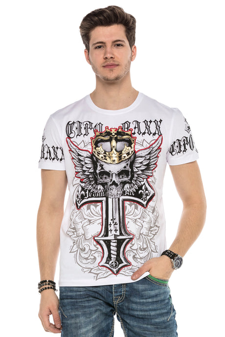 CT567 T-shirt Maschile con Croce Alata