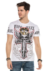 CT567 T-shirt Maschile con Croce Alata