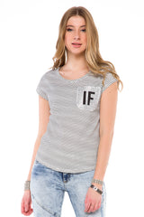 WT244 women's t-shirt with fashionable glitter appliqué