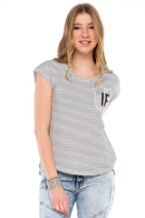 WT244 women's t-shirt with fashionable glitter appliqué