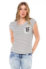 WT244 women's t-shirt with fashionable glitter appliqué