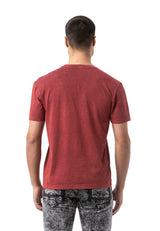 CT808 T-shirt męski Relax Fit ze spraniem i naszywką