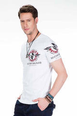 CT375 t-shirt męski w motocyklowym stylu z kamieniami