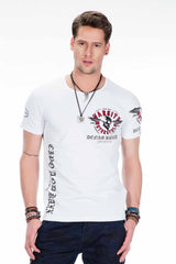 CT375 t-shirt męski w motocyklowym stylu z kamieniami