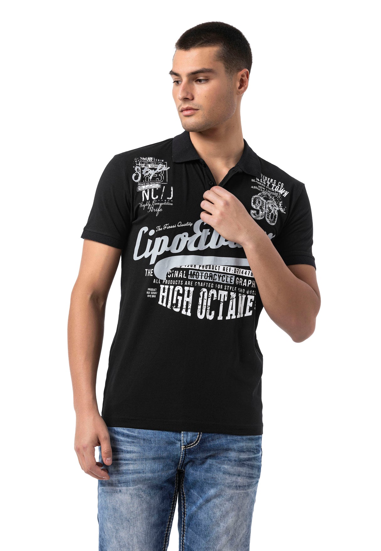 CT794– Herren Polo T-Shirt mit Print und Regular Fit Style
