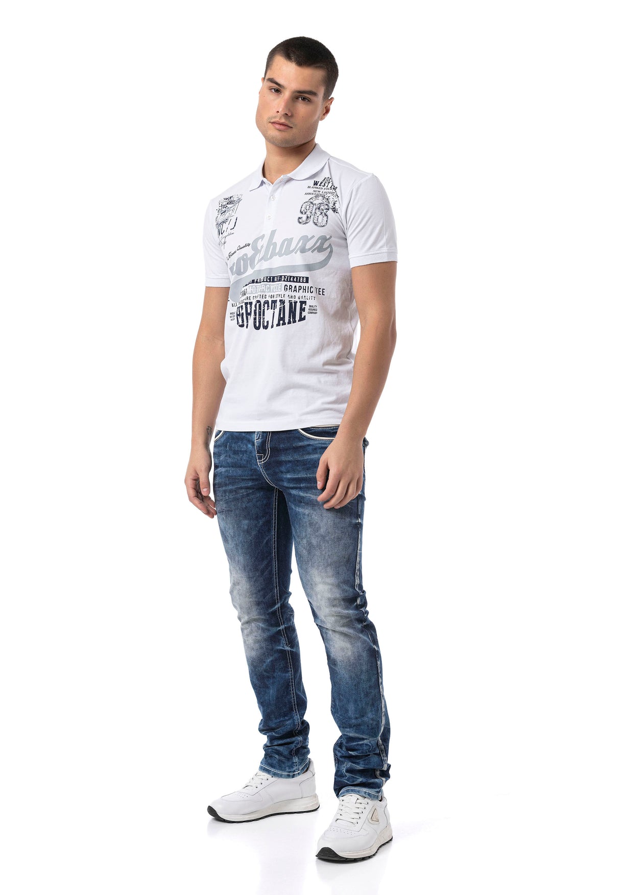 CT794– Herren Polo T-Shirt mit Print und Regular Fit Style