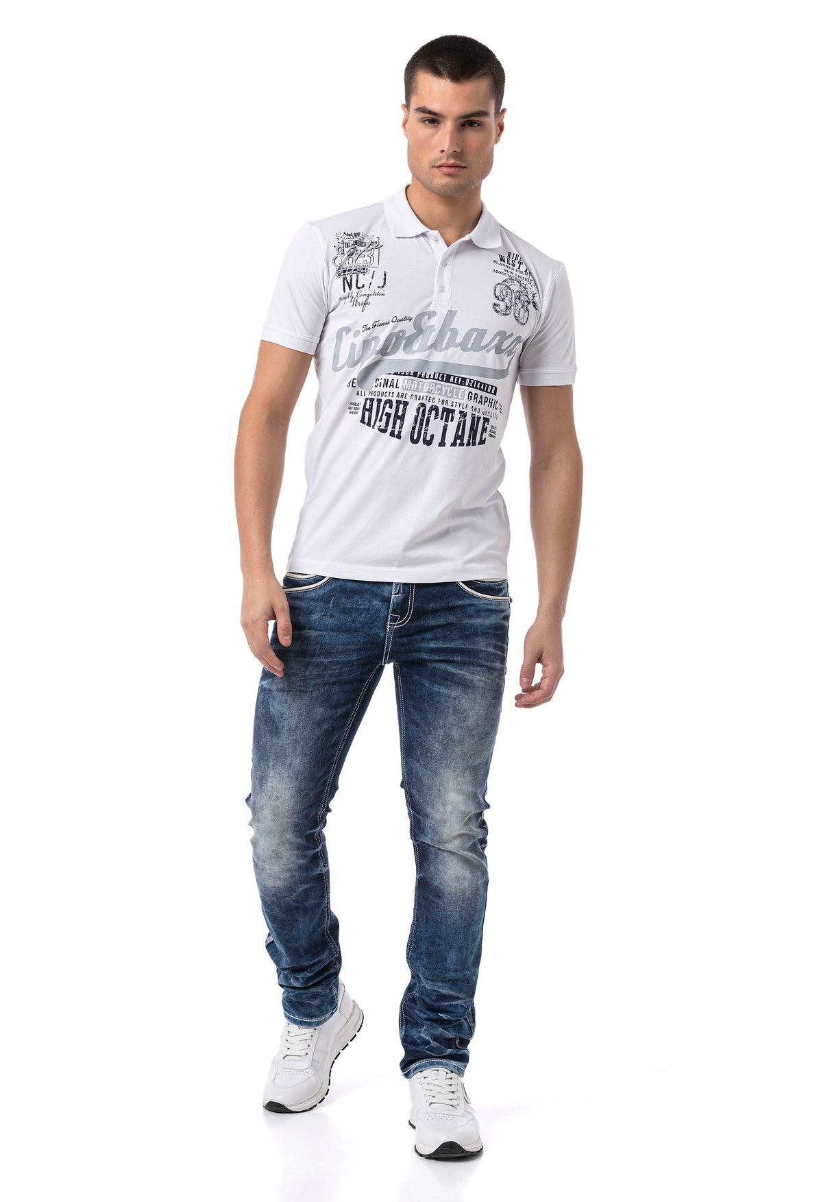 CT794– Herren Polo T-Shirt mit Print und Regular Fit Style