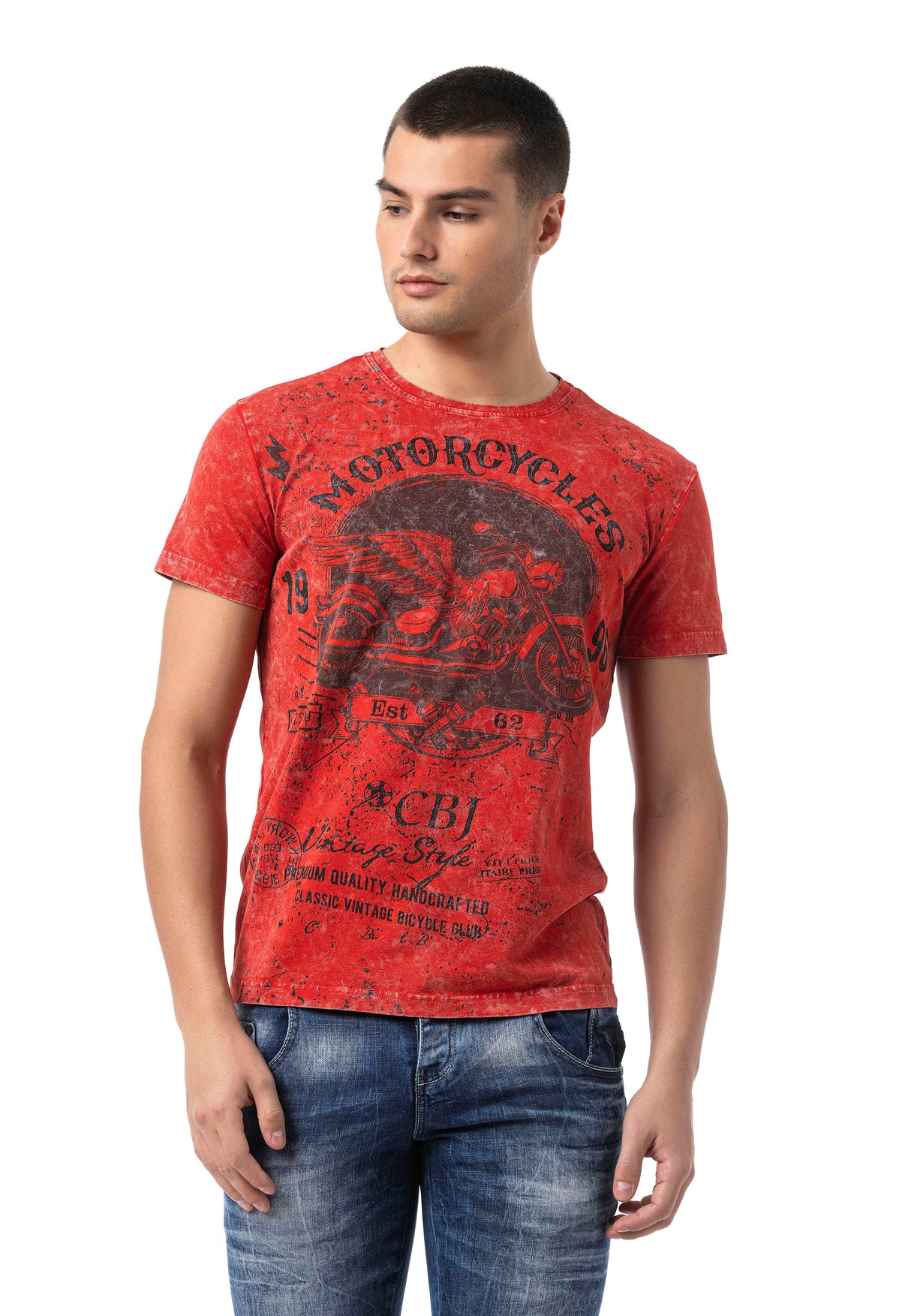 CT813 Mężczyźni T-Shirt z fajnym nadrukiem motocykla