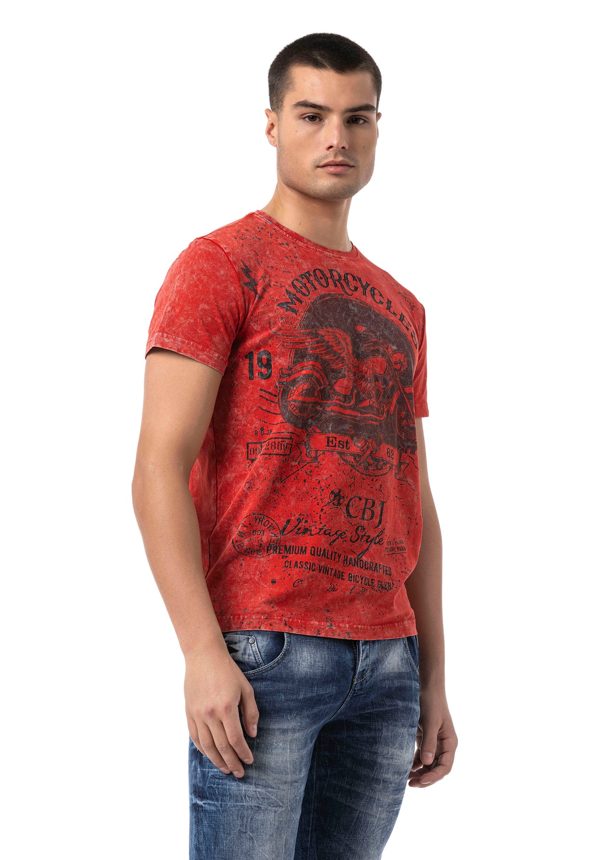 CT813 Mężczyźni T-Shirt z fajnym nadrukiem motocykla