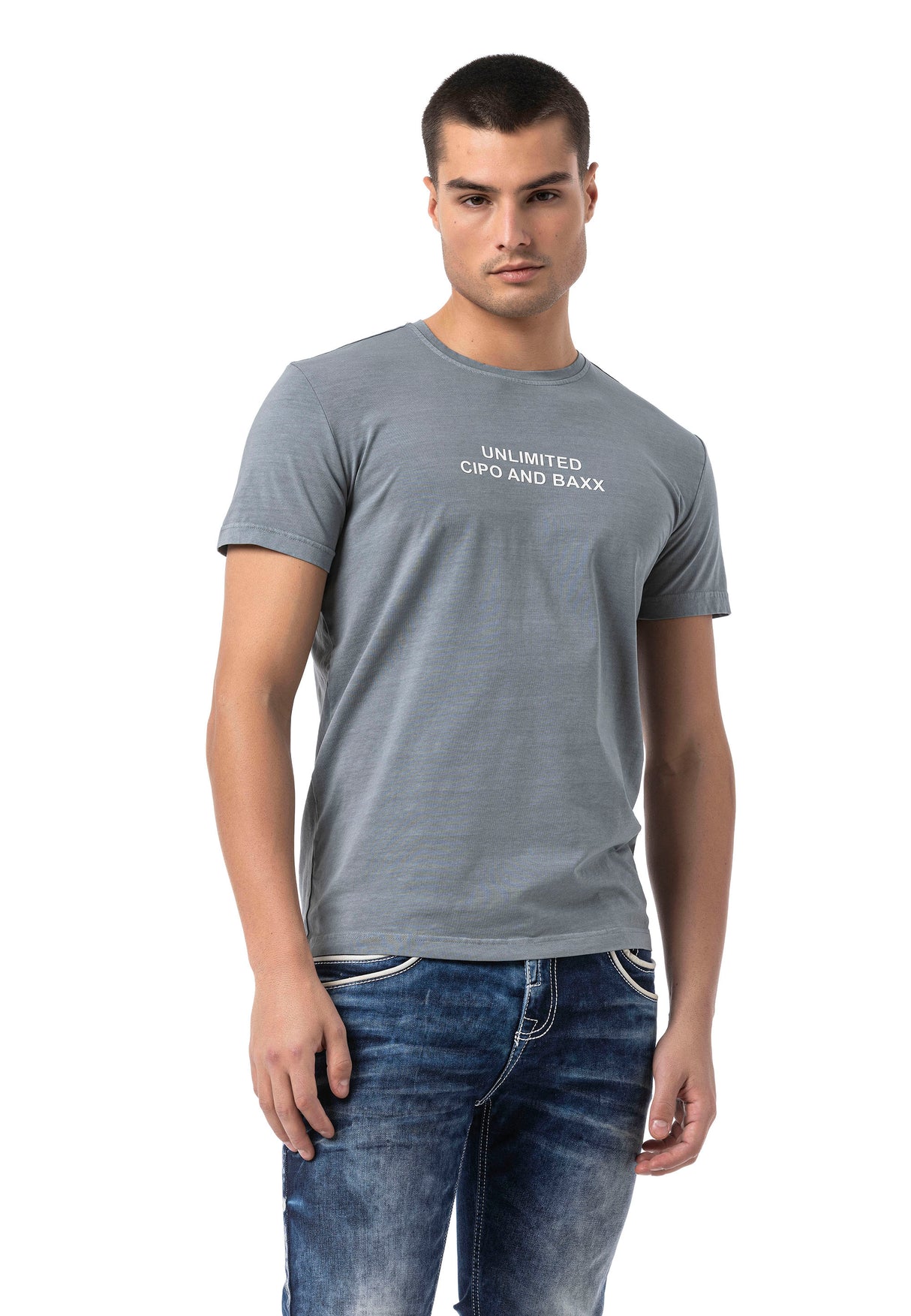 CT827-Men's T-Shirt with Crew Neck in Regular Fit