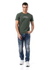 CT827-Men's T-Shirt with Crew Neck in Regular Fit