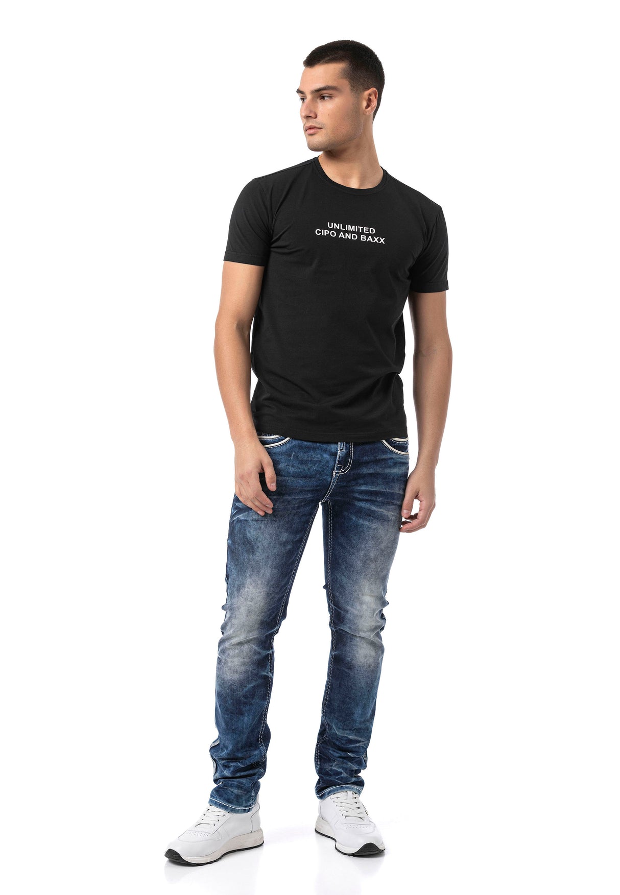 CT827-Men's T-Shirt with Crew Neck in Regular Fit