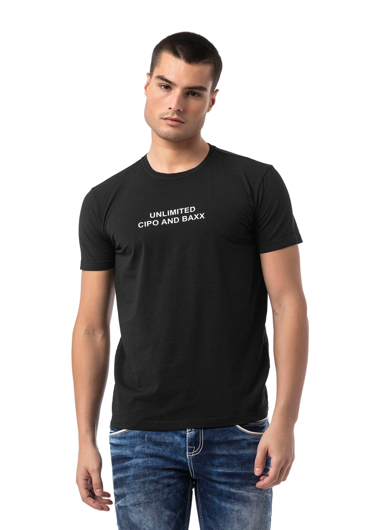 CT827-Men's T-Shirt with Crew Neck in Regular Fit