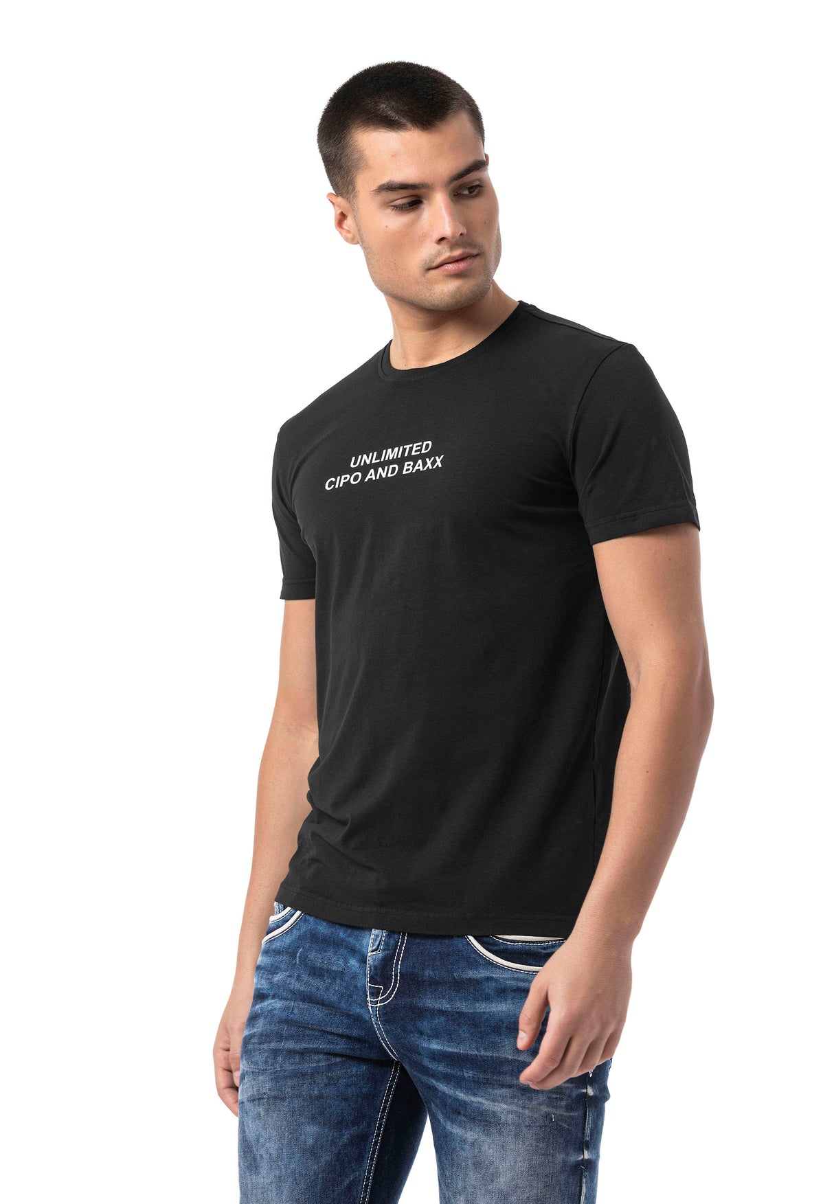CT827-Men's T-Shirt with Crew Neck in Regular Fit