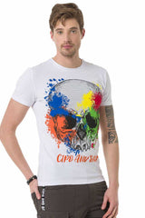 CT672 Herren T-Shirt mit farbenfrohem Totenkopf-Print