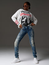 WD175 jeansy damskie z dekoracyjnymi szwami