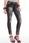 WD194 women Slim-Fit jeans with side zipper