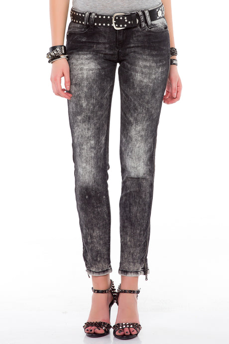 WD194 Slim-Fit Dames Jeans met zij Zipper