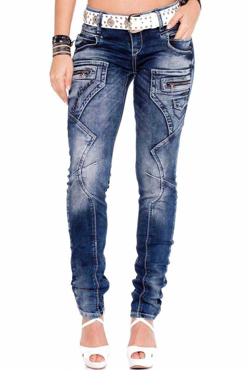 WD200B Femmes Jeans confortables avec une taille basse en skinny fit