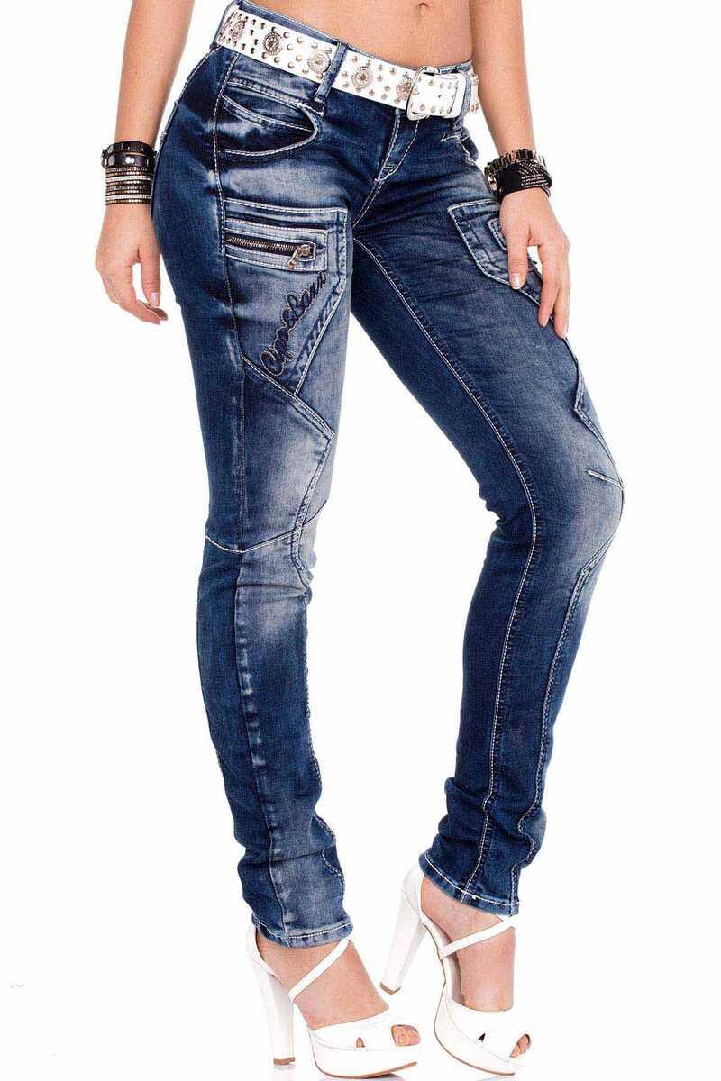 WD200B Femmes Jeans confortables avec une taille basse en skinny fit