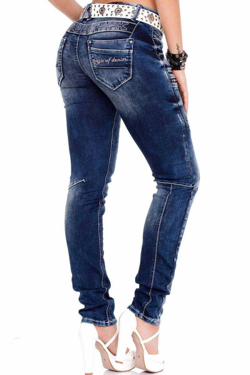 WD200B Femmes Jeans confortables avec une taille basse en skinny fit