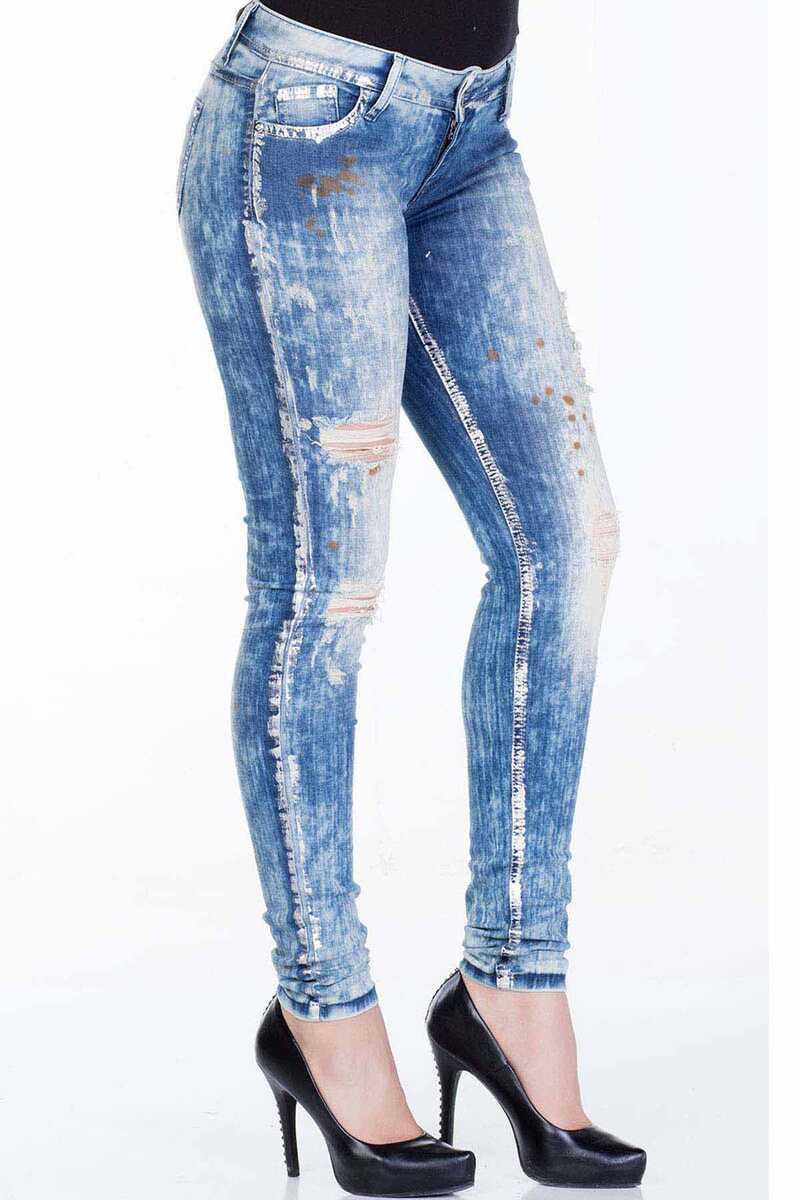 WD211A Mujeres Jeans delgados con corte de ajuste delgado