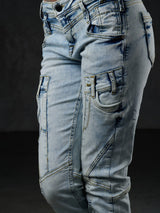 WD216 Jeans confortables femmes dans le lavage à la mode de Slim Fit