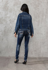 WD256 Slim-Fit Dames Jeans met geborduurde Zakken