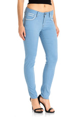 WD256A Damen Slim-Fit-Jeans mit bestickten Taschen