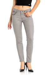 WD256A Jeans femme coupe slim avec poches brodées