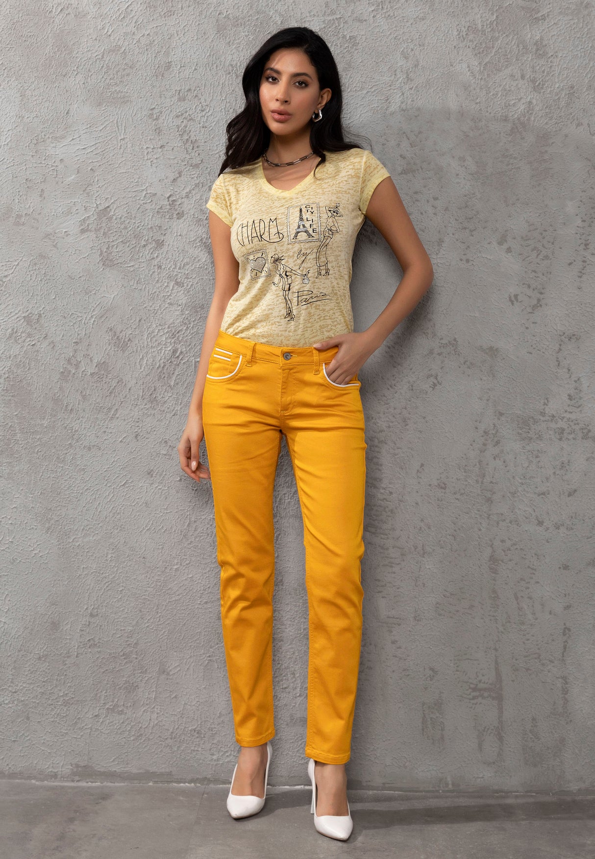 WD256B Dames Jeans in Uni-Look