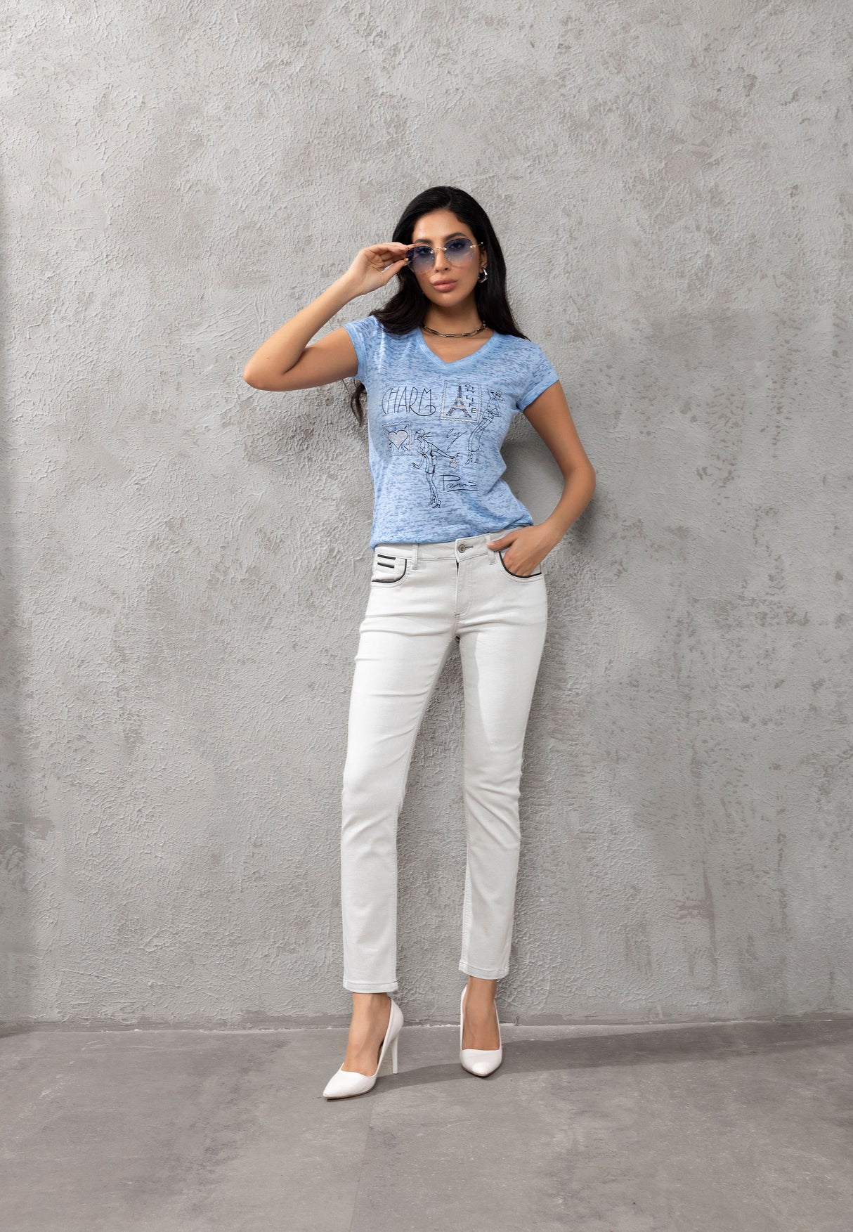 WD256B Jeans da Donna in Colore Unico