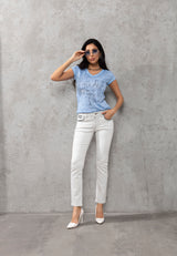 WD256B Dames Jeans in Uni-Look