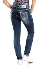 WD259 Women jeans Stone Speals con cuciture colorate in casual