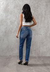 WD303 Dames Mom-Jeans in Destroyed-Look