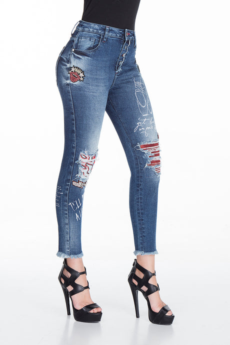 WD319 Women Weans Slim-Fit con fantastici dettagli di paillettes