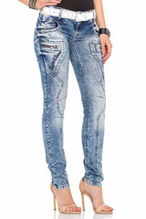 WD322 Slim-Fit Dames Jeans met een lage Taille in Skinny Fit