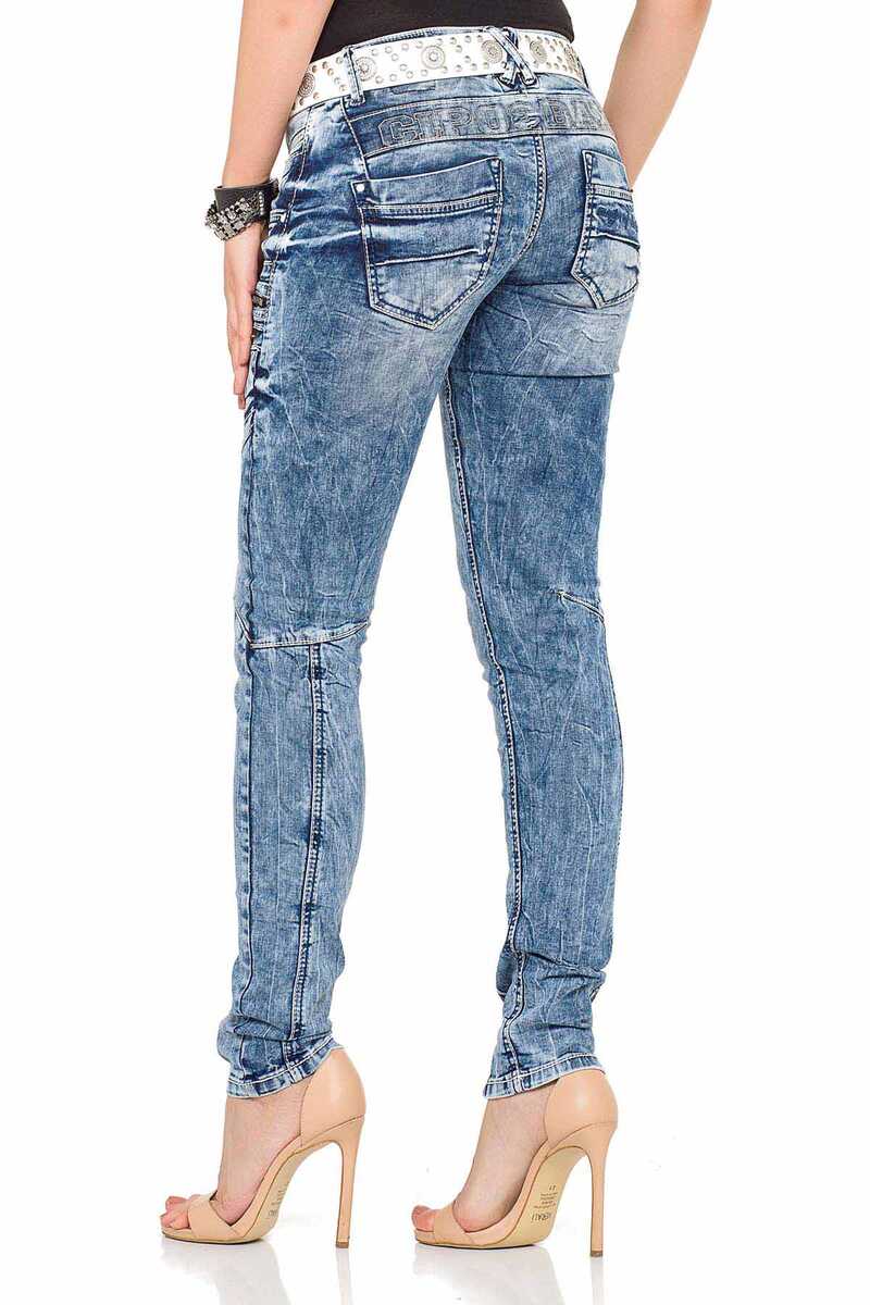 WD322 Women jeans slim-fit con una vita bassa in forma magra