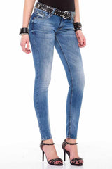 WD344 Mujeres Jeans delgados en Corte de ajuste delgado