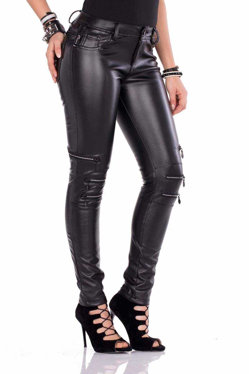 WD350 Pantalon de tube féminin en look en cuir