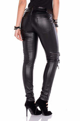 WD350 Pantalon de tube féminin en look en cuir