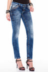 WD352 Femmes Slim-Fit Jeans avec des conceptions de coutures fraîches en ajustement droit