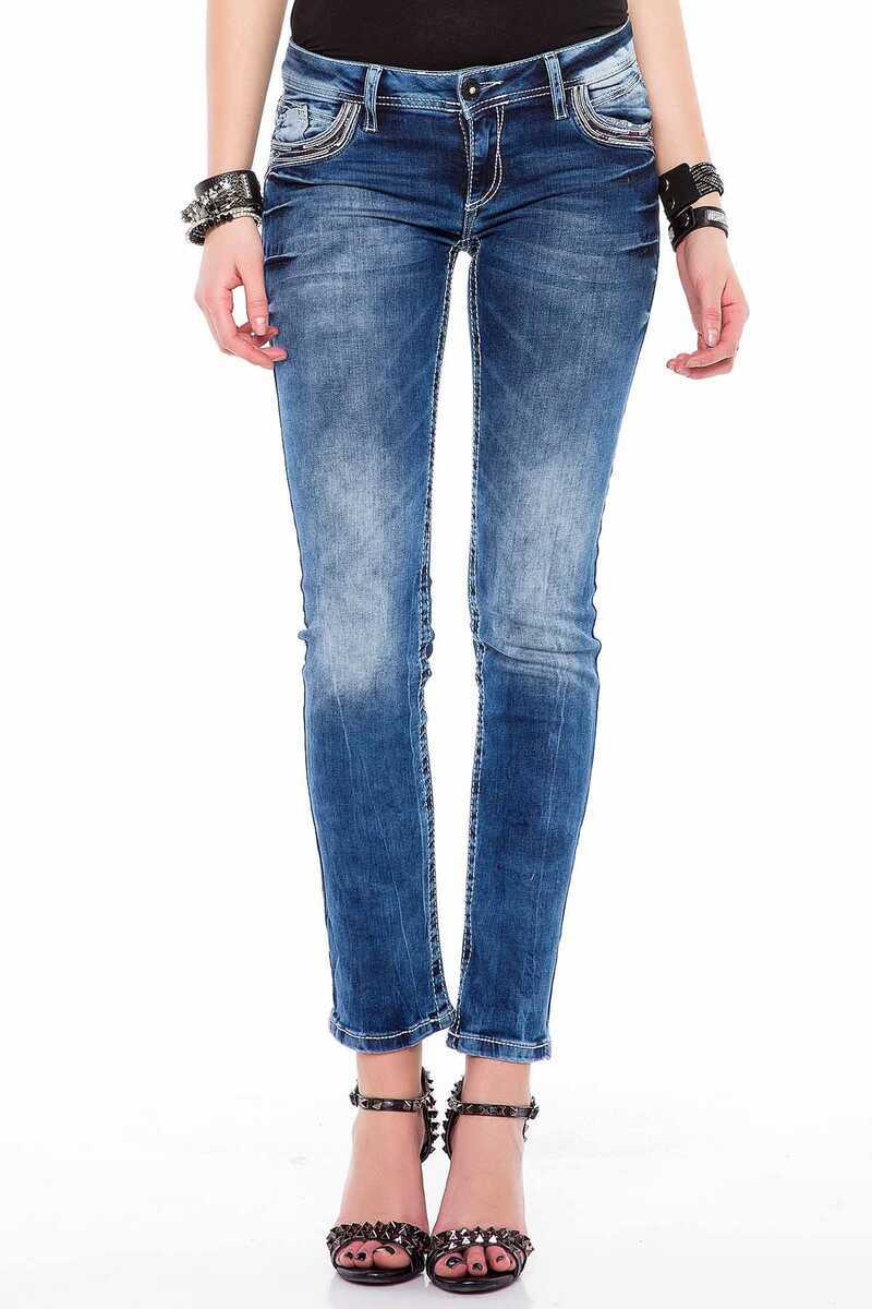 WD352 Femmes Slim-Fit Jeans avec des conceptions de coutures fraîches en ajustement droit