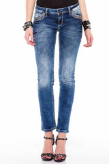 WD352 Women Slim-Fit Jeans con diseños de costuras geniales en un ajuste recto