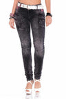 WD358 Comfortabele Dames Jeans met modieuze decoratieve Stiksels