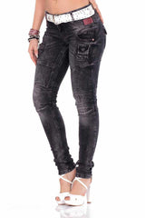 WD358 women comfortable jeans with fashionable decorative stitching