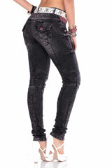 WD358 women comfortable jeans with fashionable decorative stitching