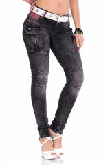 WD358 Donne jeans comodi con cuciture decorative alla moda