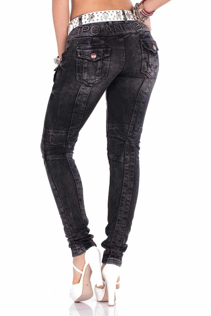 WD358 Jeans con costuras decorativas para Mujer