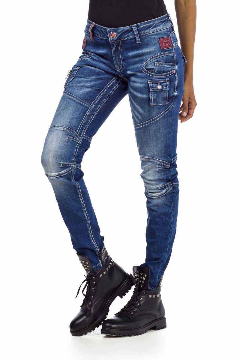 WD358 Jeans con costuras decorativas para Mujer